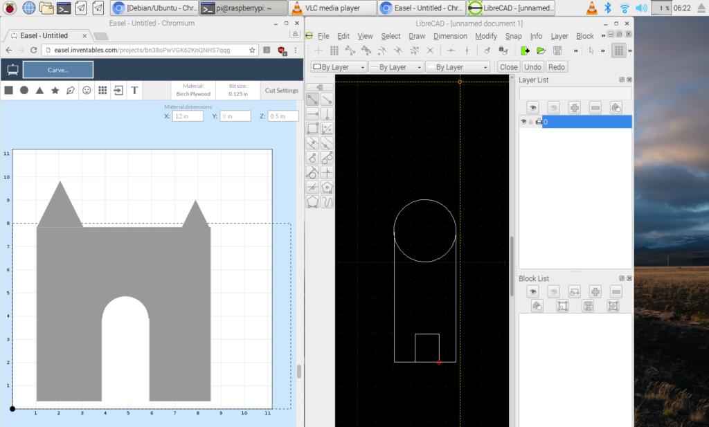 Easle and LibreCAD for 2D CAD on a raspberry Pi with Raspbian