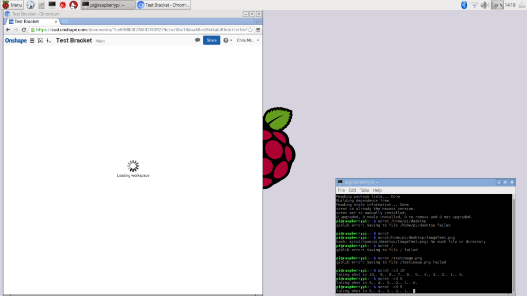 Raspberry Pi running Chromium hangs when opening file in Onshape