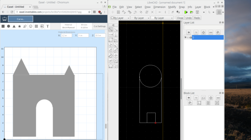 Easle and LibreCAD for 2D CAD on a raspberry Pi with Raspbian