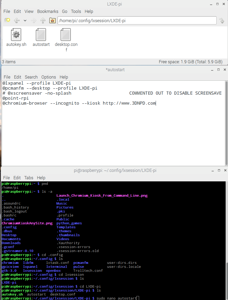 change autostart features on raspberry pi for kiosk mode