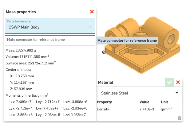 Assigning Custom Density Material in Onshape